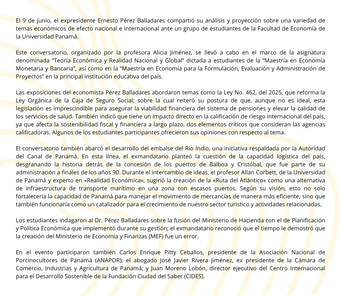 Conversatorio con el expresidente Ernesto Pérez Balladares