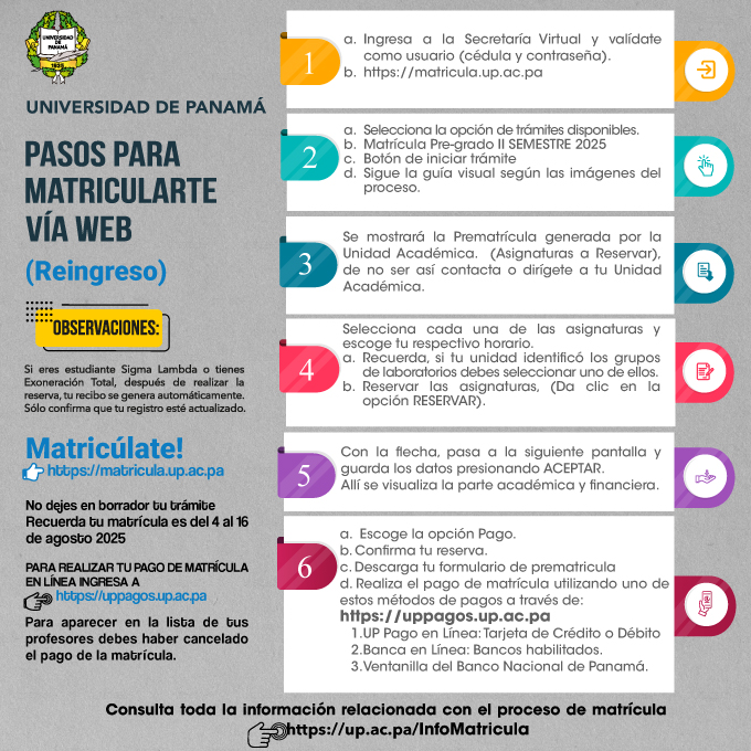 Matrícula para estudiantes regulares o de reingreso